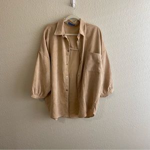 🌟 Oversized Beige Corduroy Shacket 🌟